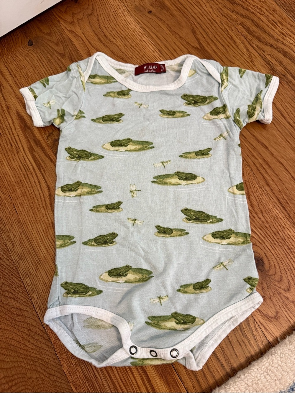 Milkbarn Baby Short Sleeve Onesie Bodysuit Frog Pattern Size 12-18 months